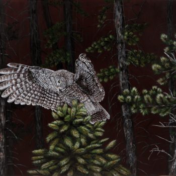 Painting great gray owl