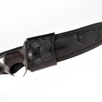 Leather sheath with sharkskin insert