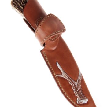 Leather sheath and deer antler