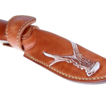 Leather sheath and deer antler