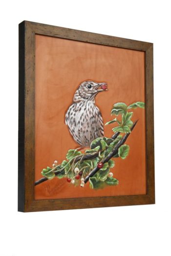 Tableau sur cuir "Grive" – Image 3