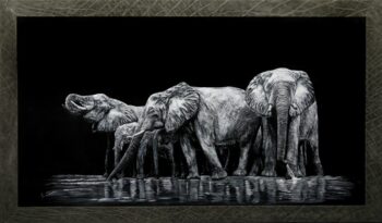 tableau sur cuir, éléphant