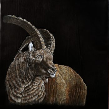Leather painting Ibex