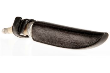 Etui cuir et patte d'autruche, knife sheath and ostrich leg