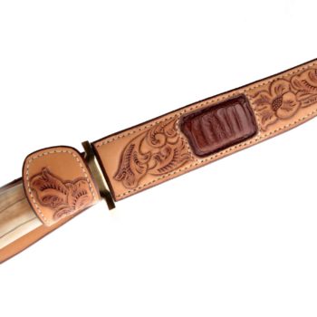 Carved leather knife sheath