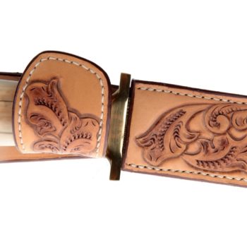 Carved leather knife sheath