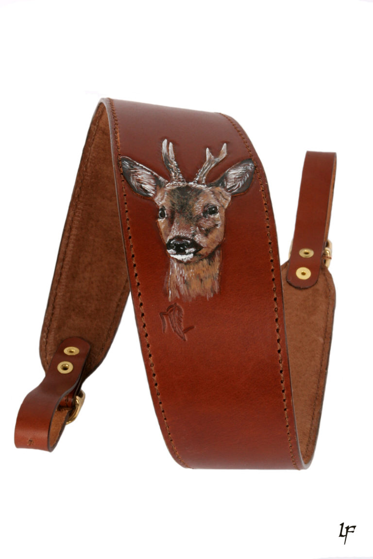 Sangle de fusil de chasse en cuir réglable Avec 2 attaches MARRON