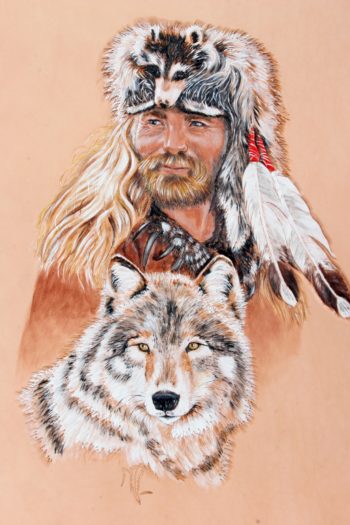 Carquois en cuir naturel "Trappeur et loup" – Image 3