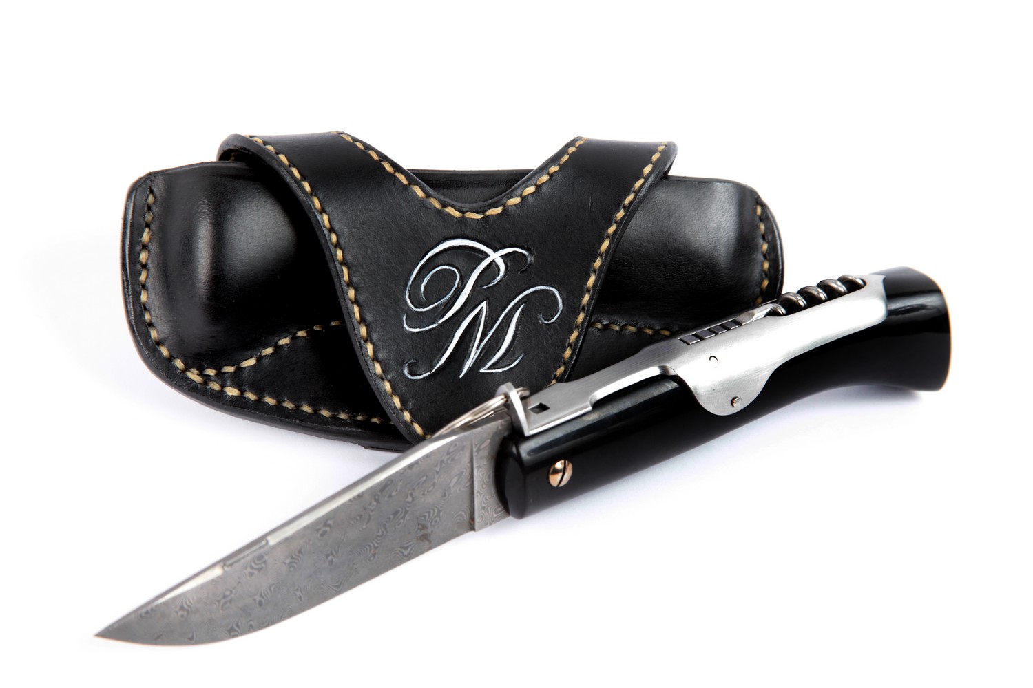 Folding knife for Mongin - Maryline Lecourtier. Artisan du cuir