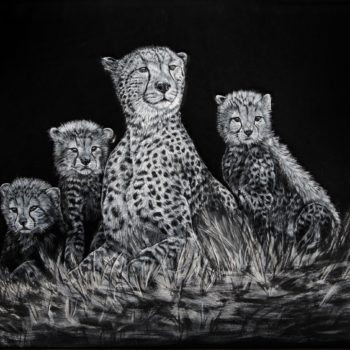 Painting on leather Cheetahs